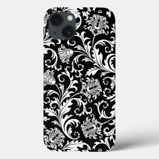  patroon met zwarte en witte Floral Damascus Case-Mate iPhone Case (Achterkant)