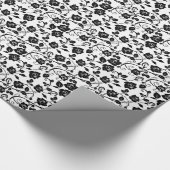 Patroon met zwarte en witte gestylificeerde Rozen Cadeaupapier (Hoek)