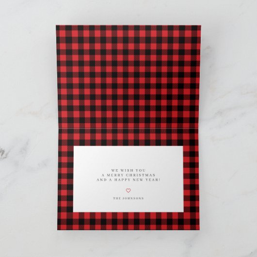 Patroon met zwarte kersttartpatroon feestdagen kaart (Binnen)