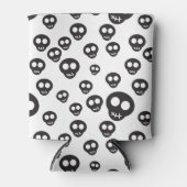 Patroon met zwarte schedels op wit blikjeskoeler (Voorkant)