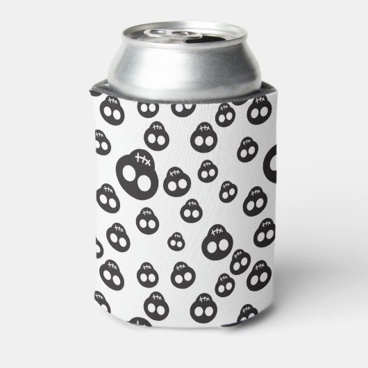 Patroon met zwarte schedels op wit blikjeskoeler (Blikje Achterkant)