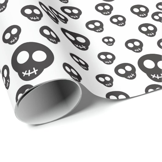 Patroon met zwarte schedels op wit cadeaupapier (Rol Hoek)