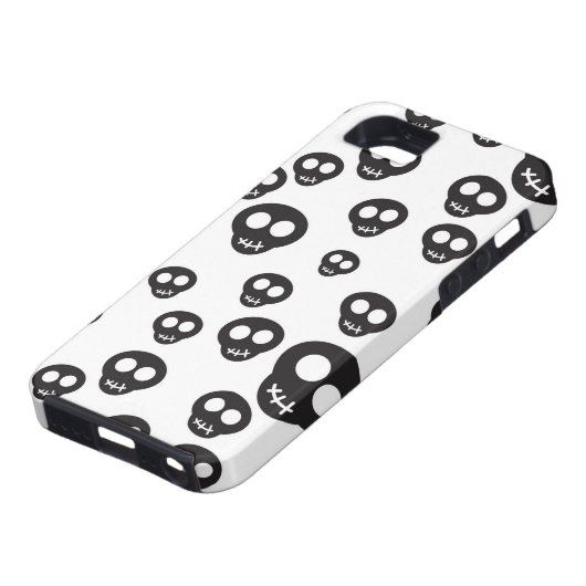 Patroon met zwarte schedels op wit Case-Mate iPhone case (Onderkant)