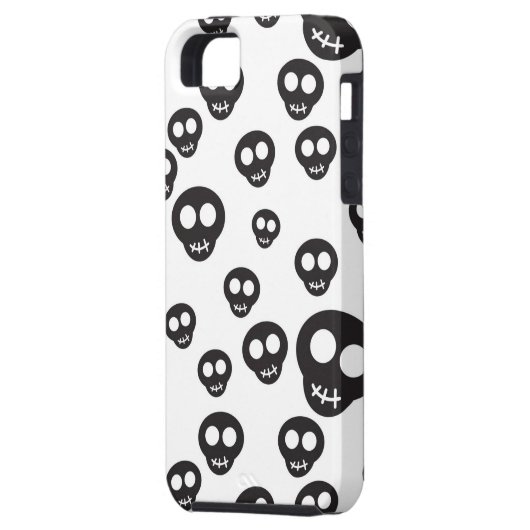 Patroon met zwarte schedels op wit Case-Mate iPhone case (Achterkant Links)