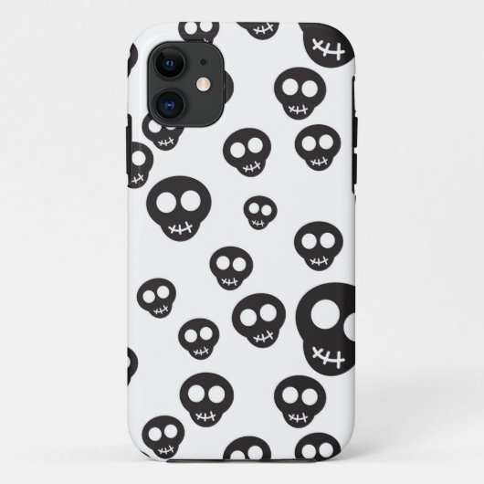 Patroon met zwarte schedels op wit Case-Mate iPhone case (Achterkant)
