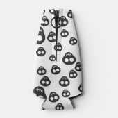 Patroon met zwarte schedels op wit flesjeskoeler (Achterkant)