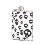 Patroon met zwarte schedels op wit heupfles (Links)