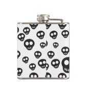 Patroon met zwarte schedels op wit heupfles (Achterkant)