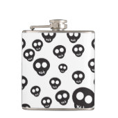 Patroon met zwarte schedels op wit heupfles (Voorkant)