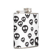 Patroon met zwarte schedels op wit heupfles (Rechts)