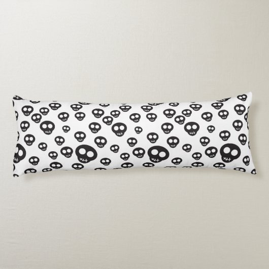 Patroon met zwarte schedels op wit lichaamskussen (Achterkant)