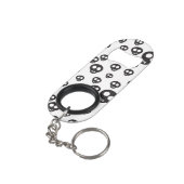 Patroon met zwarte schedels op wit mini flessenopener (Achterkant Gekanteld)