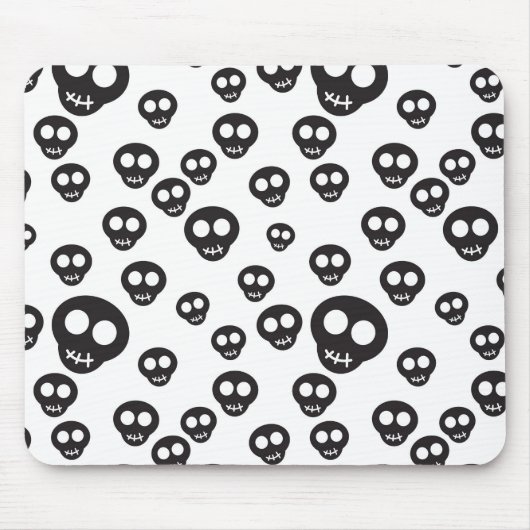 Patroon met zwarte schedels op wit muismat (Voorkant)