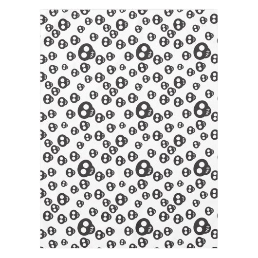 Patroon met zwarte schedels op wit tafelkleed (Voorkant)