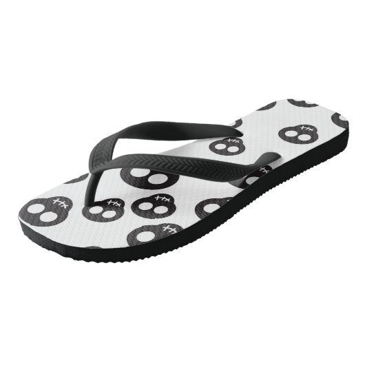 Patroon met zwarte schedels op wit teenslippers (Schuin)