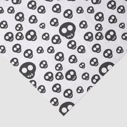 Patroon met zwarte schedels op wit tissuepapier (Detail)