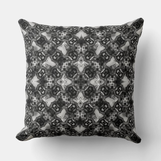 Patroon met zwarte & witte diamantketens kussen (Voorkant)