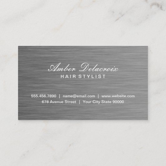 Patroon metallisch staalpenseel Salon Tool Visitekaartje (Achterkant)