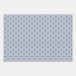 Patroon Modern Geometrisch eenvoudig blauw wit Inpakpapier Vel
