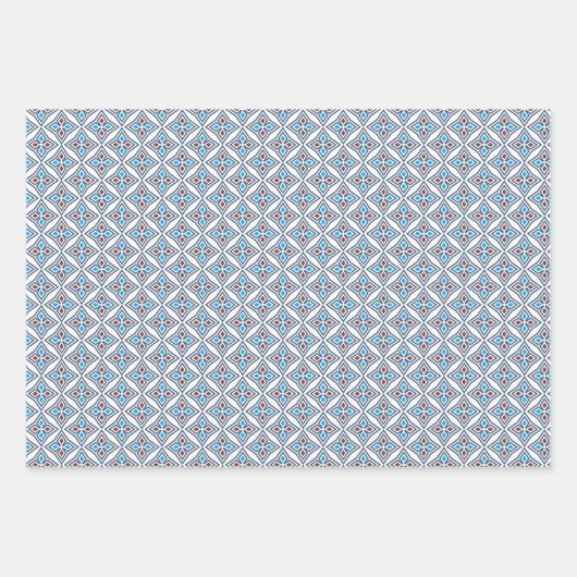 Patroon Modern Geometrisch eenvoudig blauw wit Inpakpapier Vel (Voorkant)