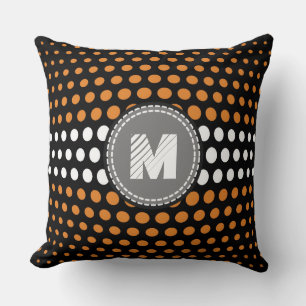 Patroon monogram Bronze & White Polka Dots Kussen