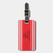 Patroon Monogram rode en witte strepen Bagagelabel (Voorkant verticaal)