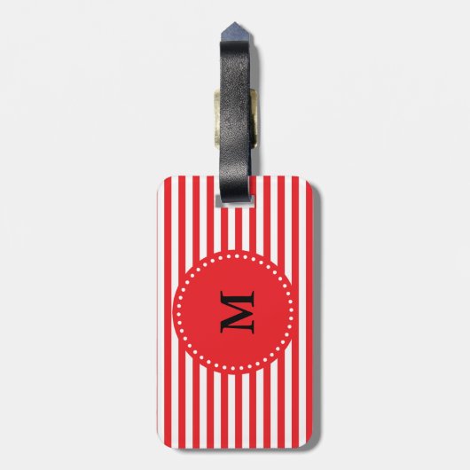Patroon Monogram rode en witte strepen Bagagelabel (Achterkant verticaal)