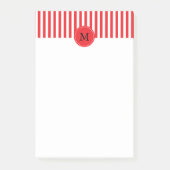 Patroon Monogram rode en witte strepen Post-it® Notes (Voorkant)