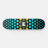 Patroon monogram zuur groen en Aqua Polka Dots Persoonlijk Skateboard (Horizontaal)