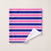 Patroon Navy Blue en Hot Pink Stripes Bad Handdoek (Wasdoekje)