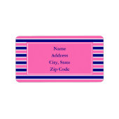 Patroon Navy Blue en Hot Pink Stripes Etiket (Voorkant)