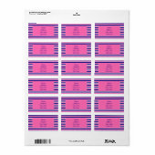Patroon Navy Blue en Hot Pink Stripes Etiket (Full Sheet)