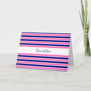 Patroon Navy Blue en Hot Pink Stripes Kaart