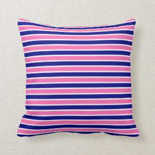 Patroon Navy Blue en Hot Pink Stripes Kussen