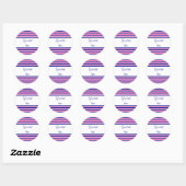 Patroon Navy Blue en Hot Pink Stripes Ronde Sticker (Vel)