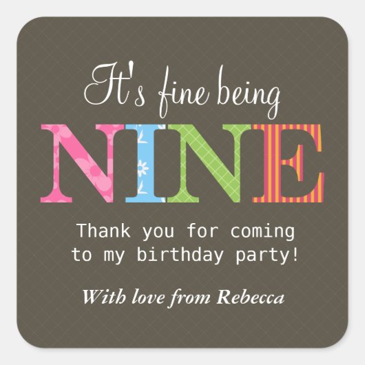 Patroon Nine Verjaardagsfeestje Sticker (Voorkant)