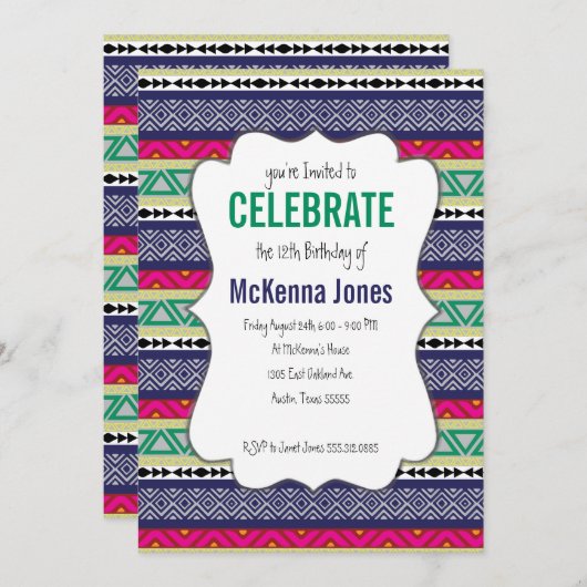 Patroon op aztec van Bright stam Aanwezigheid Kaart (Voorkant / Achterkant)