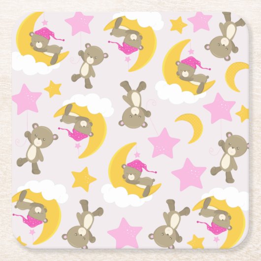 Patroon op Beren, teddyberen, stutten, Beren Kartonnen Onderzetters (Voorkant)