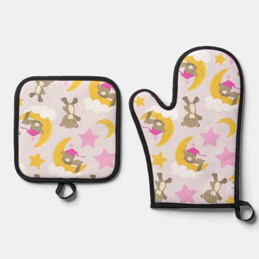 Patroon op Beren, teddyberen, stutten, Beren Ovenwant & Pannenlap Set (Voorkant)