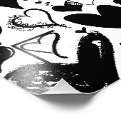 Patroon op het hart, zwart hart, zwart en wit foto afdruk (Hoek)