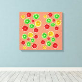 Patroon op jonge vruchtencitrusvruchten canvas afdruk (Insitu (Houten vloer))