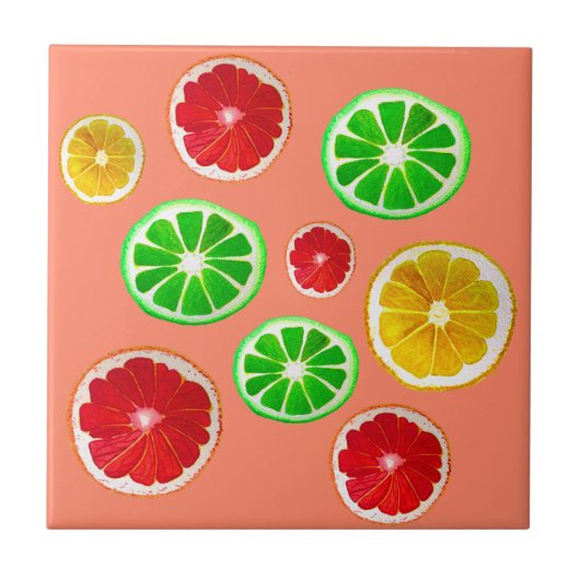 Patroon op jonge vruchtencitrusvruchten tegeltje (Voorkant)