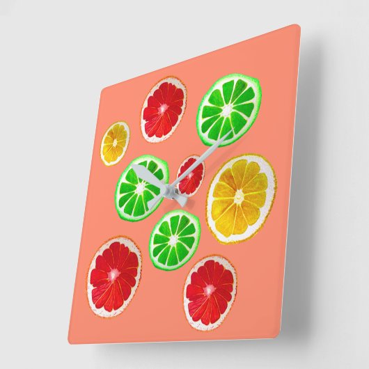 Patroon op jonge vruchtencitrusvruchten vierkante klok (Hoek)