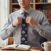 Patroon op marineschaal met blauwe goudmakreel stropdas