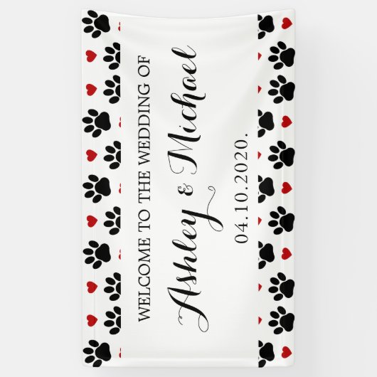 Patroon op poten, reuzenpoten, hart, bruiloft spandoek (Verticaal)