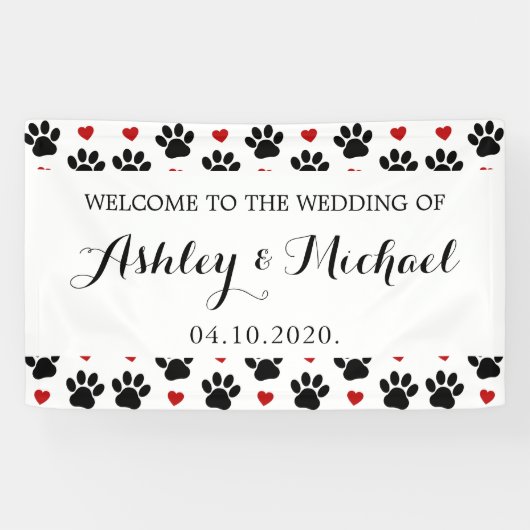 Patroon op poten, reuzenpoten, hart, bruiloft spandoek (Horizontaal)