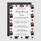 Patroon op poten, reuzenpoten, rode harten, Baby s Magnetische Uitnodiging (Voorkant / Achterkant)