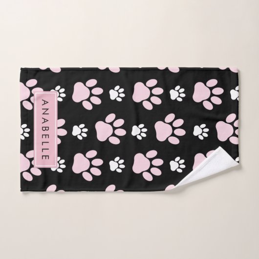 Patroon op poten, roze poten, langpoten, Jouw naam Bad Handdoek (Handdoek)