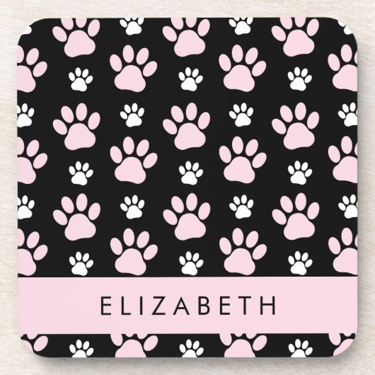 Patroon op poten, roze poten, langpoten, Jouw naam Bier Onderzetter (Voorkant)