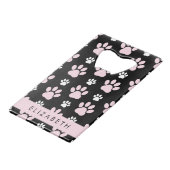 Patroon op poten, roze poten, langpoten, Jouw naam Creditkaart Flessenopener (Achterkant Gekanteld)